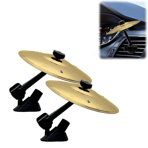 Car Air Vent Drum Cymbal, Car Cymbal Air Vent,Fun Music Gadget for Drivers and Drummers, Easy Installation and Rugged, Suitable for All Types of Vehicles(Gold,2pc)