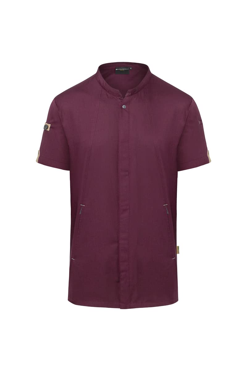 Karlowsky JM 36 PASSION GREEN-GENERATION Kurzarm Kochjacke aus Recyceltem Plastik, Vorderseite: 65% Polyester/35% Baumwolle, Rückseite: 100% Polyester, Aubergine, Größe 50