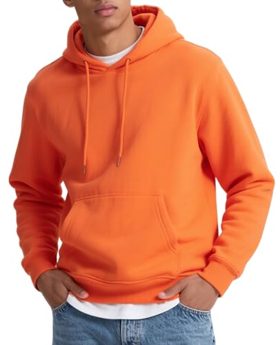 Mlgaril Mens Orange Hoodies Fleece Pullover Sweaters Casual Hooded Sweatshirt Men Midweight Hoodie Long Sleeve Athletic Sweat Shirt with Pocket M