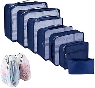 Packing Cubes for Suitcase 10 Sizes Suitcase Organizer Bags 10 pcs Dark Blue