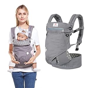 JoyLife Portabebés Ergonómico, Mochila Bebe Portabebes, Porta Bebé para Recién Nacido de 3-36 Meses (3,5 a 20 kg) – Multiposición, Algodón y Transpirable – Gris