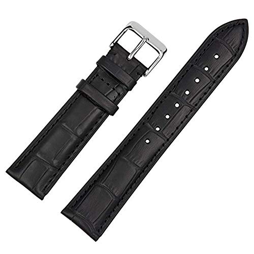 Image of 18mm 20mm 22mm 24mm 26mm 28mm 30mm 32mm Genuine Leather Black Brown Light Brown Blue Silver Rose Yellow Golden Silver Buckle Clasp Watch Band Strap for Men and Women