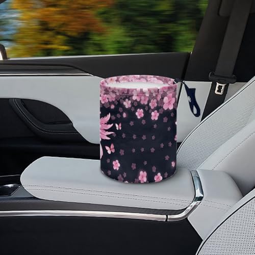 Image of Cherry Blossom Salamander Car Trash Can, Cute Trash Bag, Hanging Car Organizer and Storage Bag, Universal Fit for Front Seat, Back Seat, Floor, Headrest
