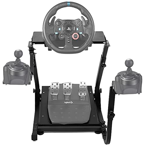 Anman G29 Racing Wheel Stand with Double Gear Shifter Mount Racing Steering Wheel Stand fits Logitech G25 G27 G920 G923 Hori Foldable Steering Wheel Stand for PC PS5 XBOX Without Pedal and Wheel