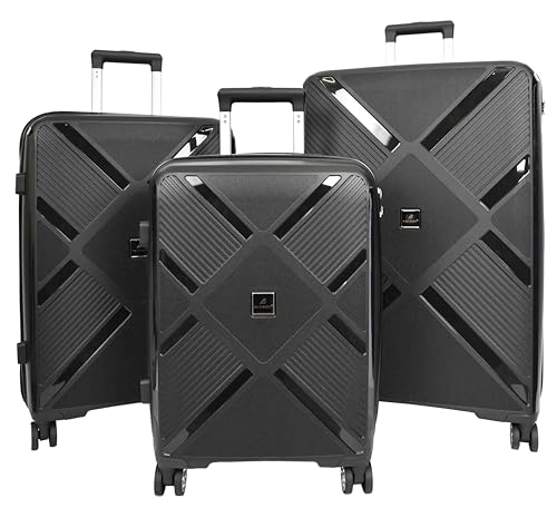 Valise à roulettes rigide Torvyn noir set x3 bagage cabine et soute rigide