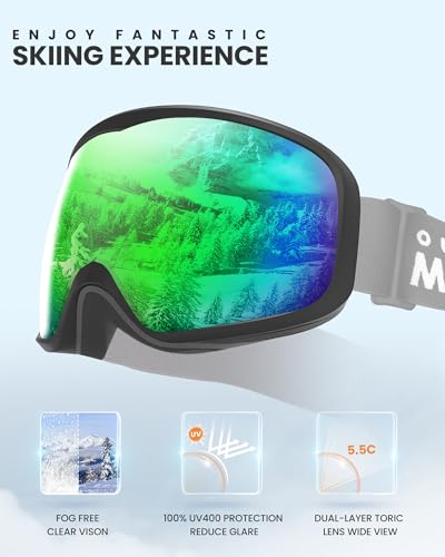 OutdoorMaster Owl Ski Goggles OTG, Snow Snowboard Goggles for Men Women Youth, Anti-Fog, 100% UV Protection - Image 3