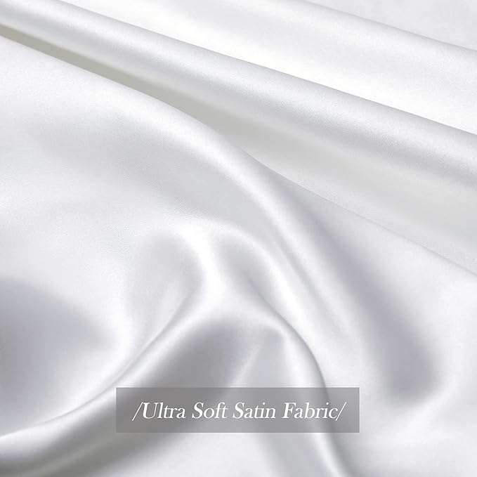Image of RAGGLE Satin Silk Pillowcase for Hair and Skin Standard Size 18 inchX 28 inch with Soft Breathable Smooth Cooling Pillow Covers for Sleeping or Pillow Protector (2, White)