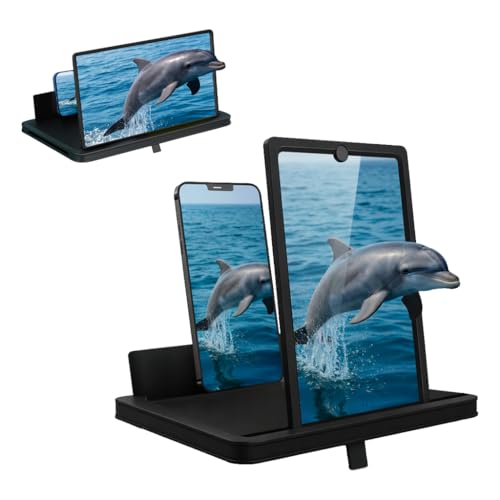 AIPULL Screen Magnifier for Cell Phone with Adjustable Stand, Foldable Phone Screen Magnifier for Movies & Videos, Hands-Free Viewing, Compatible with All Smartphones (Black, 12'') by AIPULL - Used condition - US$21.61