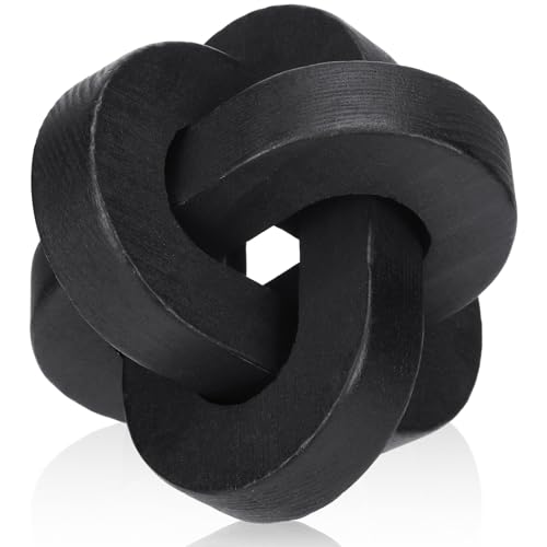 Yalikop 3 Link Wood Knot Decor, Boho Chain Link Decor, Classic, Black