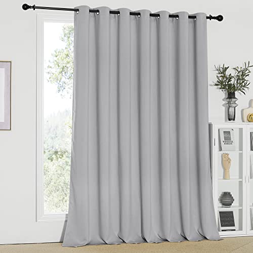 NICETOWN Sliding Glass Door Curtain - Blackout Room Darkening Door Vertical Blind for Dining Room/Bedroom with Grommet Top (Silver Grey, W100 x L95, 1 Panel)