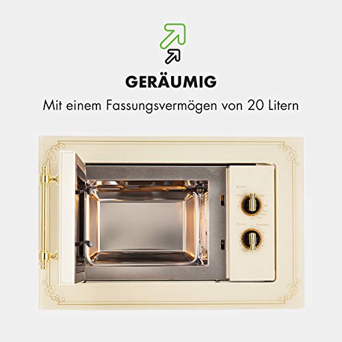 Klarstein Victoria 20 Einbau-Mikrowelle - Retro, 20 L, 800 W Mikrowellen-/1000 W Grillleistung, 3 Kombi-Funktionen, Edelstahl, inkl. Einbaurahmen, elfenbein 8 Klarstein Victoria 20 Einbau-Mikrowelle - Retro, 20 L, 800 W Mikrowellen-/1000 W Grillleistung, 3 Kombi-Funktionen, Edelstahl, inkl. Einbaurahmen, elfenbein