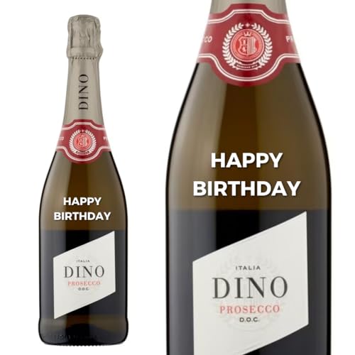 Personalised Engraved Dino Prosecco Doc wine " Happy Birthday " Engraved Bottle Birthday Gift