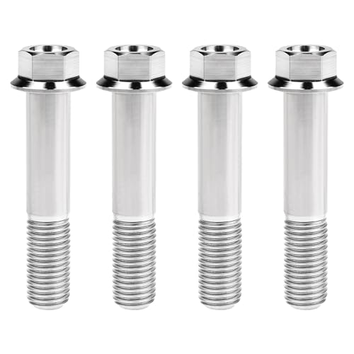 Image of Titanium Bolt M12 30 35 40 45 50 55 60 65 70 75 80 85 90mm Hex Small Flange Head for Motorcycle Car Modification Pack of 4 (M12x60mm Pitch 1.5, Silver)