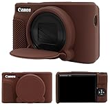MUZIRI KINOKOO Silikon Tasche kompatibel mit Canon Powershot SX740/SX730 HS Digitalkamera – Weiche Schutzhülle für SX740 HS mit Abnehmbarer Objektivabdeckung – rutschfest und Kratzfest – Kaffeebraun