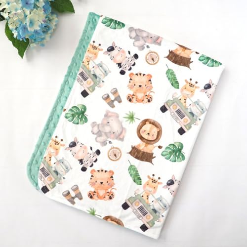 Image of Baby Blanket for Girls Boys Animal Minky Super Soft Double Layer Receiving Blanket with Dotted Backing for Newborns Nursery Stroller Receiving Toddlers Crib Bedding 30x40Inch (Lion Elephant)