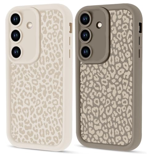 Zrutru 2 Pack Phone Cases for Samsung Galaxy A32 4G Leopard Cases for Women,Raised Camera Protection Beige Cheetah Print Phone Case,Soft TPU Shockproof Silicone Funda Cover for Samsung A32 6.4 Inch