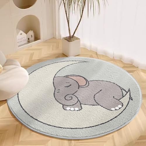 Alfombra Redonda Habitación Infantil Bonito Patrón De Animales De Dibujos Animados, Suave Y Antideslizante, Lavable A Máquina, Decoración del Dormitorio (Pattern 16,100cm)