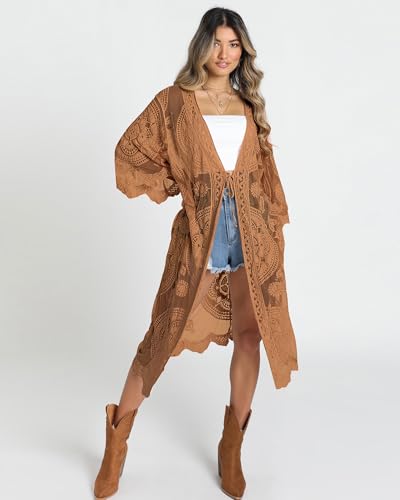 Bsubseach Women Mesh Cardigan Bikini Beach Kimono Open Front Swimsuit Cover Ups Swimwear3