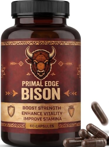 Kymezol Primal Edge Bison Primal American Bison Extract Capsules Grass-Fed American Bison Organ Supplement for Men 60 Capsules.(1pc)