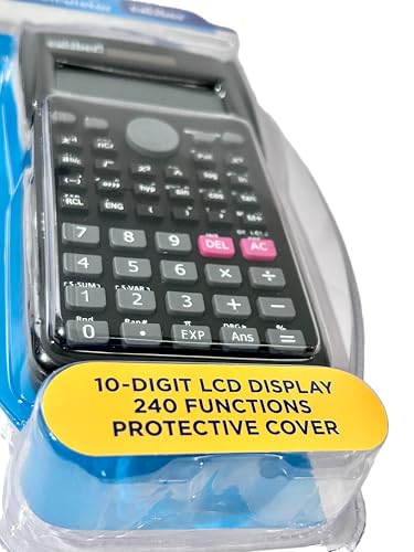 CALIBER Scientific Calculator 10 Digit LCD Display with 240 Functions and Protective Flip Cover