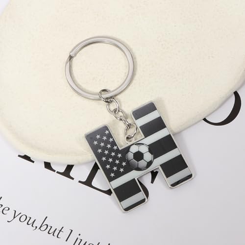 Bag Charms Initial A-Z Letter Keychain Bag Charm Soccer Keychain for Handbags Sports Bag