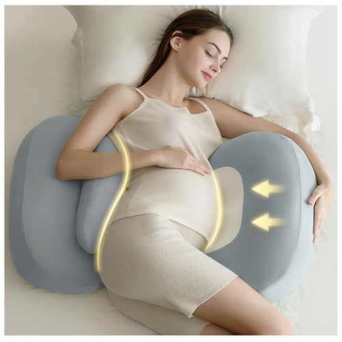 HHCTEBEC Almohada de Embarazo para Mujeres Embarazadas, Almohada Suave para el Cuerpo del Embarazo, Soporte para Espalda, Caderas, piernas, Almohada de Maternidad con Funda de Almohada,Azul,A