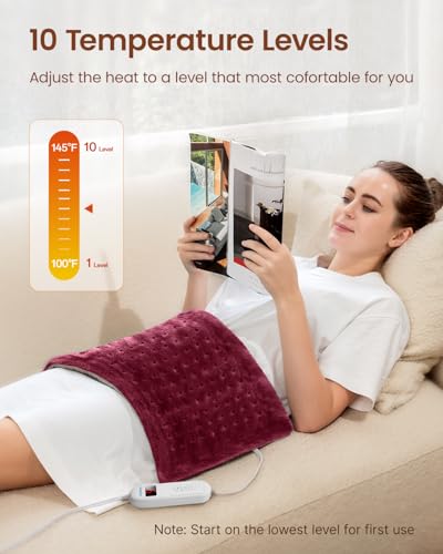Image of RENPHO Electric Heating Pads, King Size Heating Pad for Back & Cramps, FSA Eligible HSA Store, Birthday Gifts for Mom Women Men, ETL Certified, Auto Shut Off, 12 inch x 24 inch Red