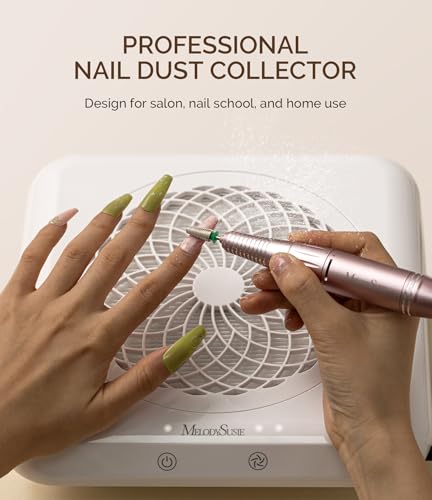 Image of MelodySusie Professional Nail Dust Collector with Max Suction Power,SProF 4500RPM Nail Vacuum Fan with 3 Suction Modes,Touch Control & 360-Degree Capture Trusted Tool for Nail Tech & Salon Use,White