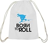  Shirtstreet24, Longboard - Born To Roll, Skateboard Baumwoll natur Turnbeutel Rucksack Sport Beutel, Größe: onesize,weiß natur