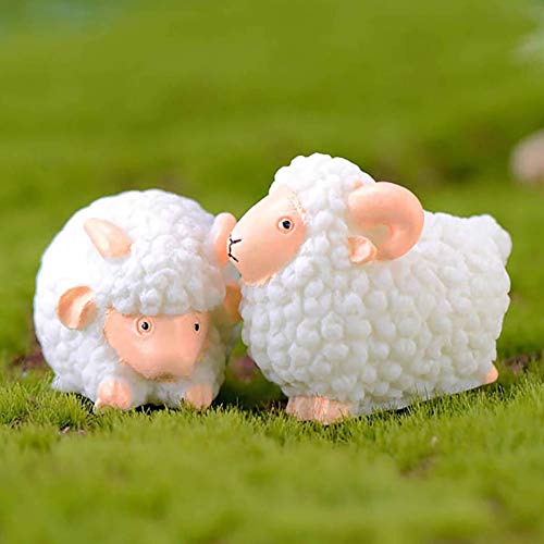 XQxiqi689sy Garden Outdoors 2Pcs DIY Sheep Figurine Yard Decor Succulent Plants Landscape Ornament Supplies