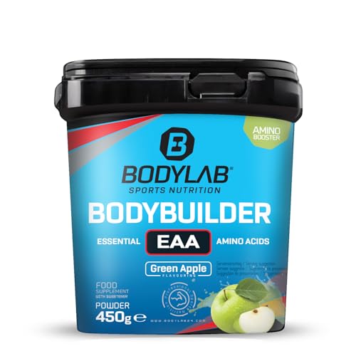 Bodylab24 Bodybuilder EAA Grüner Apfel 450g, EAA Pulver mit 9 essentiellen Aminosäuren, alle BCAA & EAA enthalten, lecker fruchtig im Geschmack