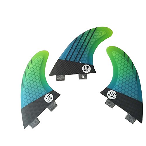 UPSURF Tabla de Surf FCS 3Aletas Fibra de Vidrio Aletas de Surf Tener Panal Thruster Set (Cyan G5) Cover