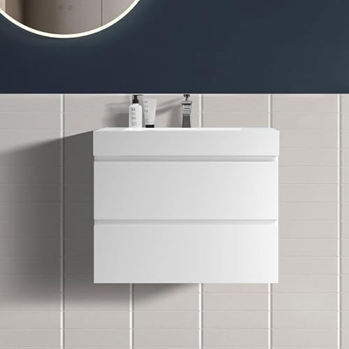 Little Tulip - 30" Floating Bathroom Vanity with Sink, Modern Bathroom Cabinet with Top and Soft Close Drawers, Spacious Storage for Small Space, White - Lavanda Collection