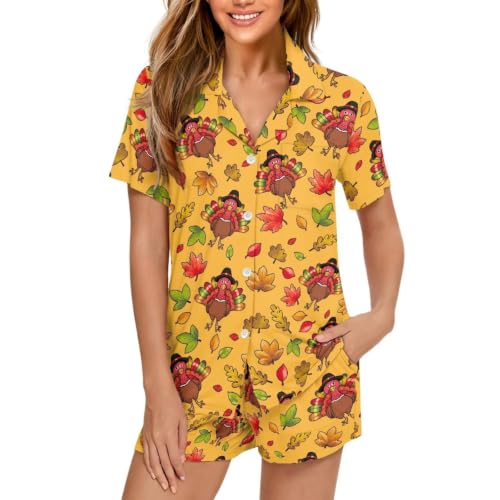 Image of Women's Short Sleeve Sleepwear Pajamas Nightwear with Pockets
