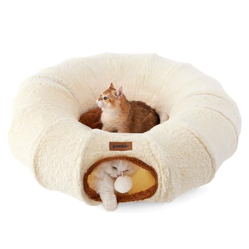 ZOMISIA Cat Tunnel Bed for Indoor Cats, Cute Cat Donut Toy Tunnel for Small Large Cats, Peekaboo Pet...
