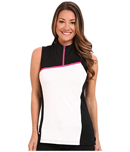 adidas Golf Women's Textured Block Sleeveless Convertible Collar Polo