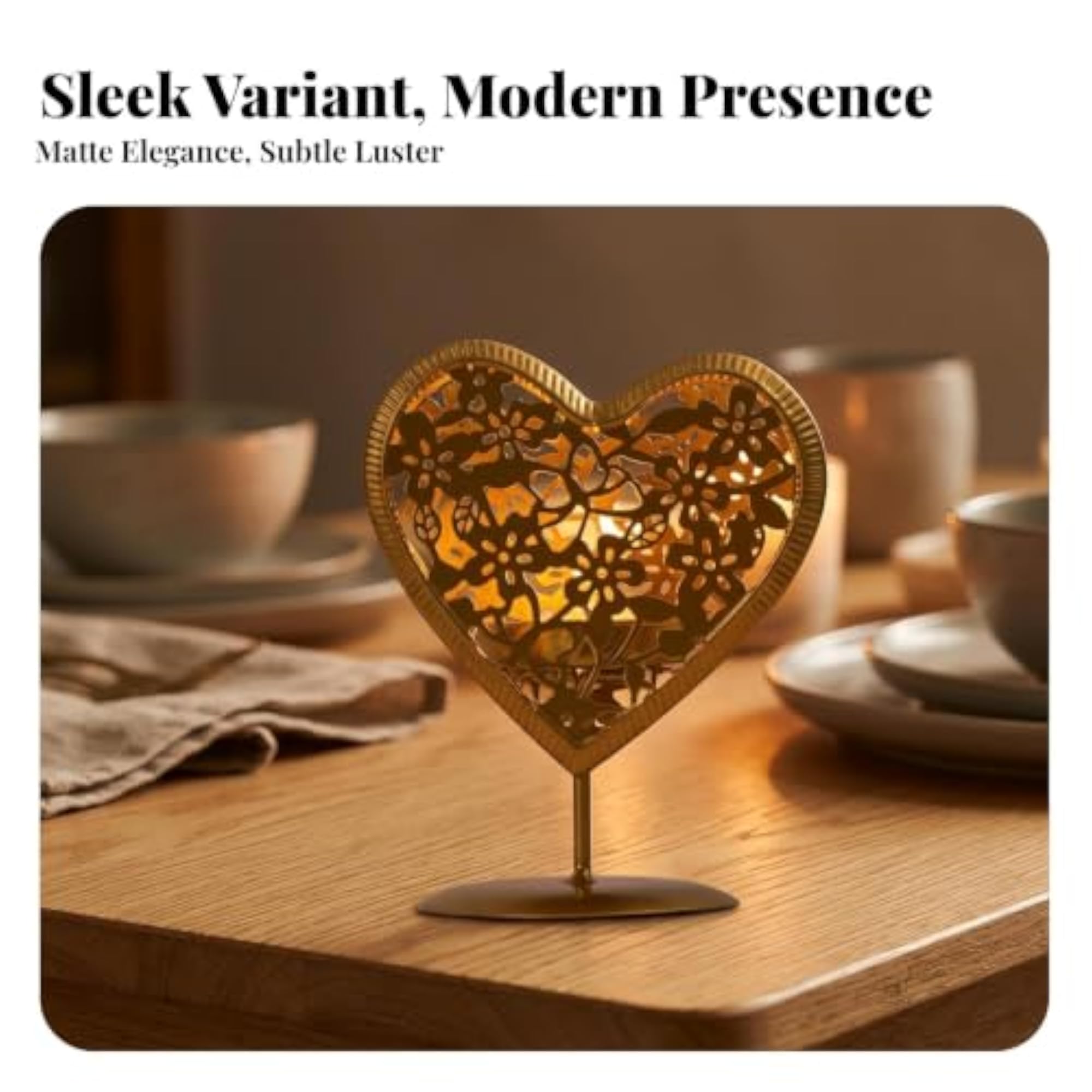 Openwork Heart Candle Holder, Metal Design