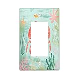 Placa decorativa para interruptor de luz con diseño de cangrejo costero de dibujos animados, 1 banda, diseño de estrellas de mar de coral para niños, placa frontal de vida oceánica para decoración de