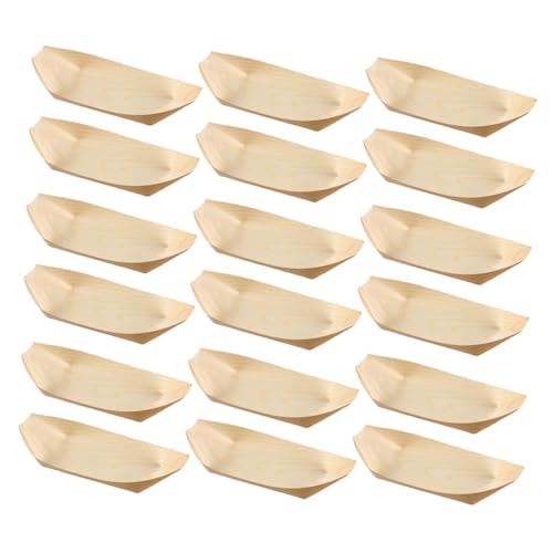 HOMOCONO 150pcs Sushi Wooden Boat Snack Containers Boat Shaped Plate Charcuterie Boards Basket Sushi Serving Boat Sushi Take Out Trays Sushi Serving Plate Bandejas Kit Serving Platter Khaki