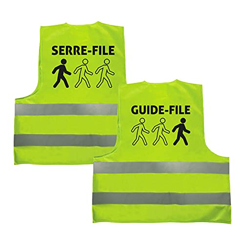 Gilet De Sécurité Vert Avec Marquage Guide-File Au Dos - Bandes Réfléchissantes, Fermeture Velcro, Lavable