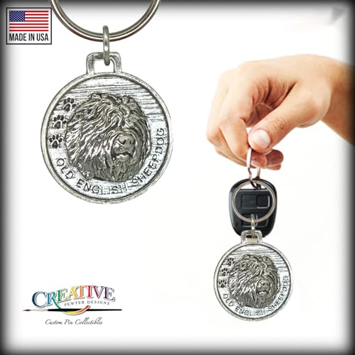 Old English Sheepdog Keychain, Dog, Pewter, D132KC, 1 1/2", 100% Handmade in the USA, Pet, Tag, Metal, Keychain, Key Chain, Key Ring, Key Fob, Gift, Over 90 Dog Keychains4