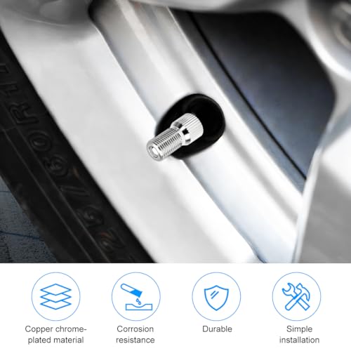 Norkmdi Car Valve Cap Stem Extenders, 4PCS 19mm Screw-on Brass Vehicle Tire Stem Extension Adapter, Automotive Wheel Air Valve Accessories, Universal for SUV Motorcycle Truck - Thumbnail 4