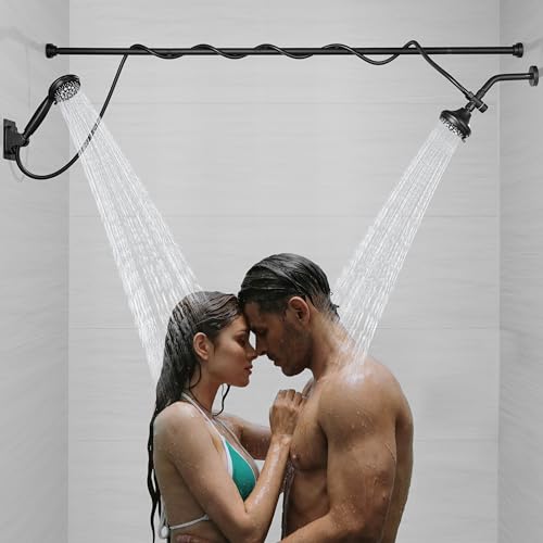 GBBNE Double Shower Head Dual for Couples High Pressure and Adjustable Tandem Shower Head System for