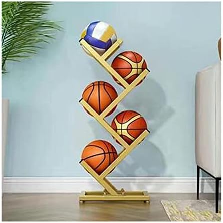 Vertical Basketball Storage Rack - Heavy-Duty Metal Organizer for Indoor/Outdoor Sports Gear, Holds Volleyball, Soccer Balls & Basketballs, Space-Saving Design
