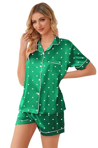 Image of Girls & Womens Satin Pajamas Set, Silk Button-Down Sleepwear 2 Piece Nightwear, 3 Years - Women XXL