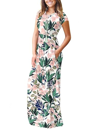 Image of AUSELILY Women's Classic Short Sleeve Loose Plain Casual Long Maxi Dresses for Women 2026