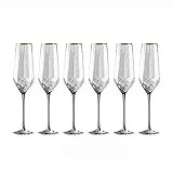 Copas de Champán Copas de champán de 300 ml Copas de vino blanco de alta gama for el hogar Juego de 6 copas de champán martilladas de lujo ligeras for bodas, fiestas y actividades diarias Flauta Champ