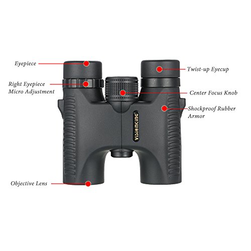 Lixada Visionking HD 10X26 À Prova D 'Água Compacto Binocular BaK4 Roof Prism Grande Angular Podero