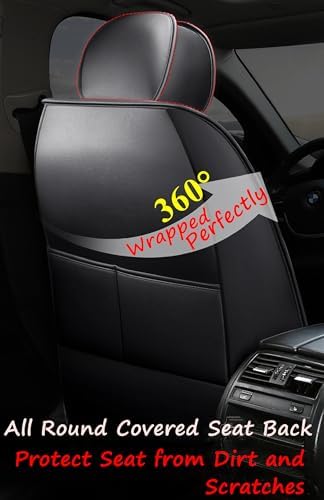 Qihtldsy Car Seat Covers Full Set for Chevy Malibu 2015 Vehicles, Universal Fit for Most Cars Front&Rear Seat Protector, 5 Seats Waterproof Leather Seat Cushion (Beige) - 5