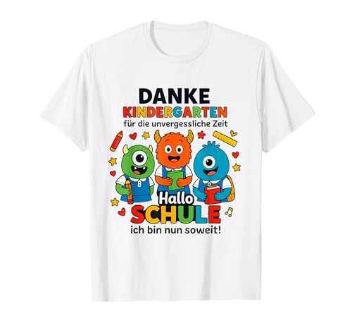 Tschüss Kindergarten Hello School 2025 Colourful T-Shirt